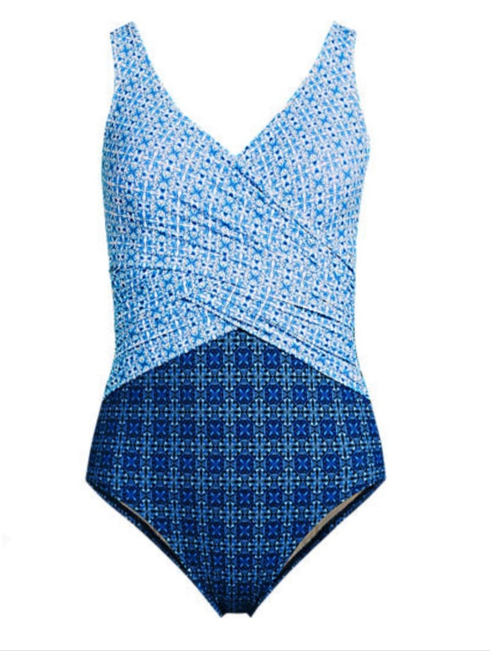 Lands End Plus Slendersuit 1 Pc Swimsuit 20W Blue Print